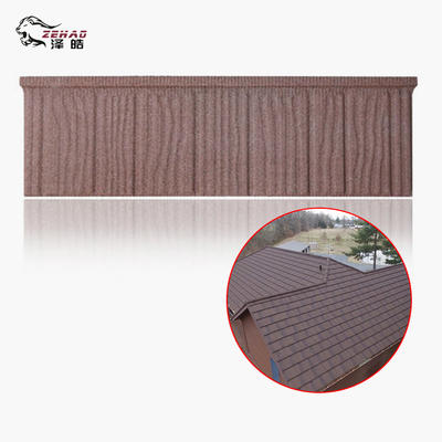 Brown Wood Tile Decra Stone Coated Corrugated Steel Roof Panel